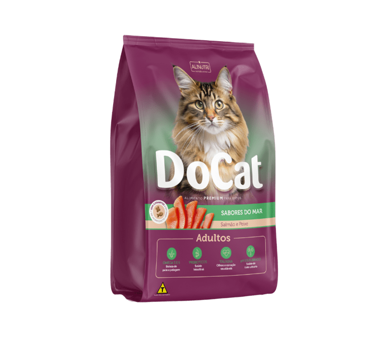 Docat Premium Gatos Adultos Salmão e Peixe